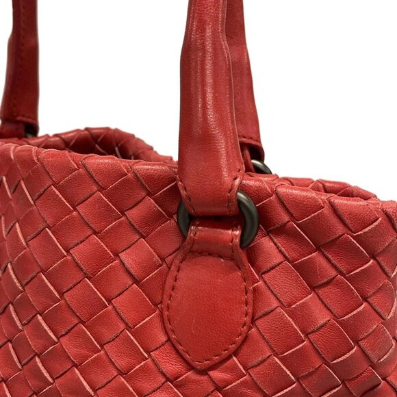 Auth BOTTEGA VENETA Intrecciato 225166 Red Leather Tote Bag - Picture 13 of 16